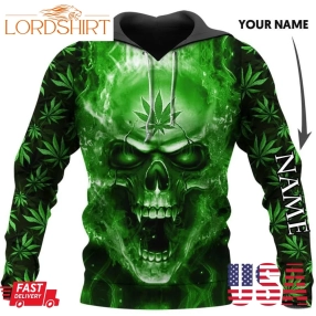 Multi Colors Pot Leaf Skull Face Personalized Unisex Hoodie Lh