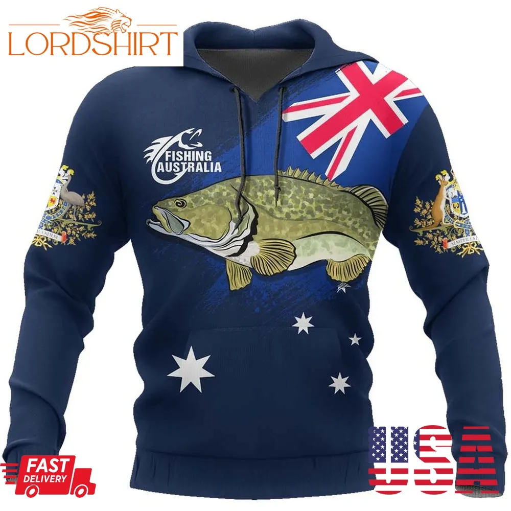 Murray Cod Fishing England Flag 3D Hoodie