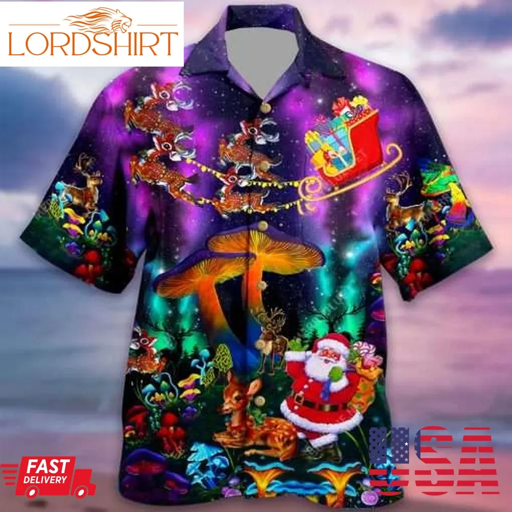 Mushroom Illusion Santa Claus Christmas Hawaiian Shirt