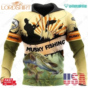 Musky Fishing All Over Printed Hoodie