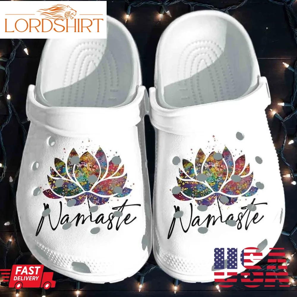 Namaste Lotus Yoga Crocs Shoes   Love Light And Peace Crocs Clog Birthday Gift For Women Girl Daughter Friend