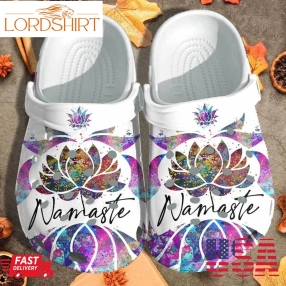 Namaste Lotus Yoga Shoes Clogs   Love Light And Peace Crocs Birthday Gift For Women   Cr Namaste