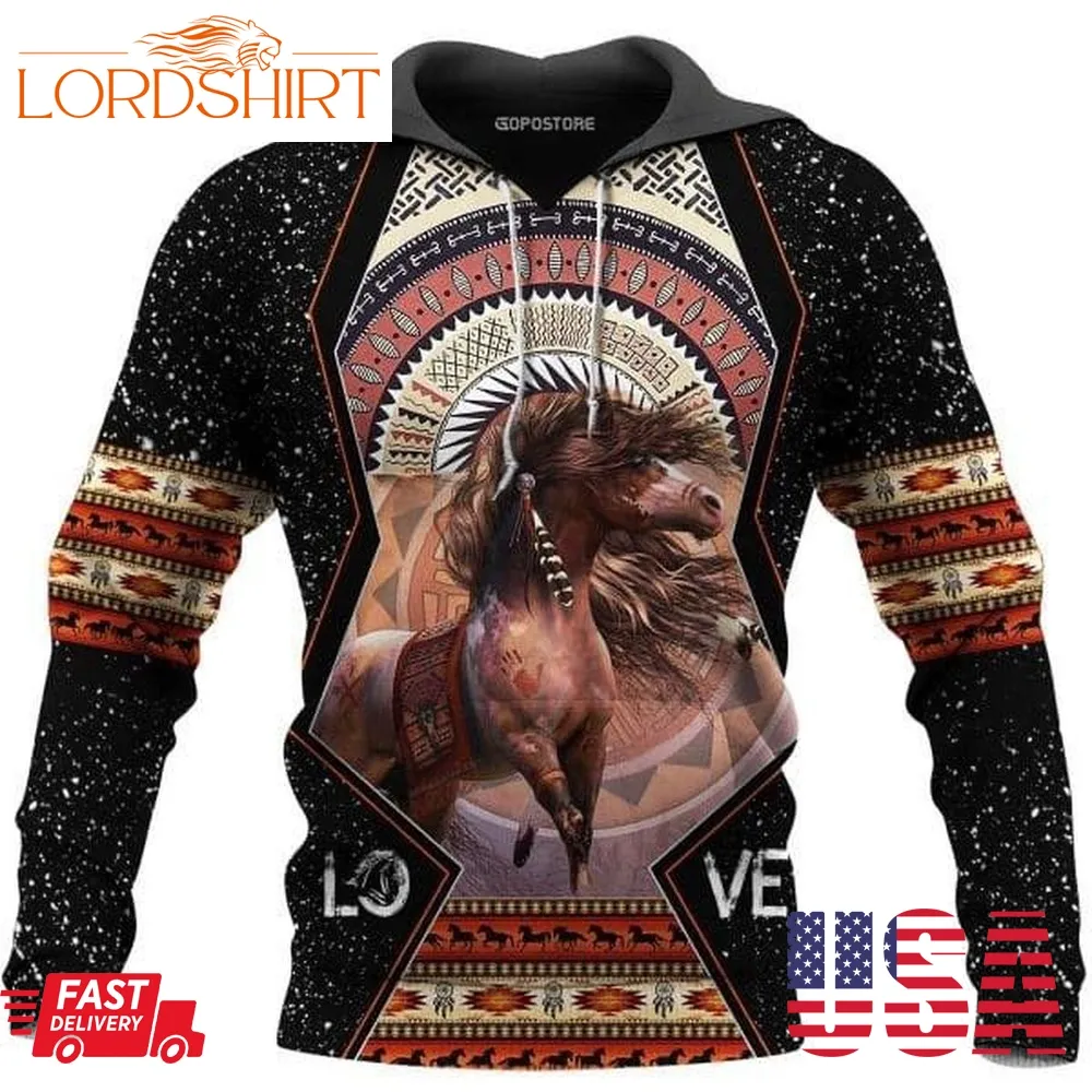 Native American Horse 3D Hoodie All Over Printed Hoodie