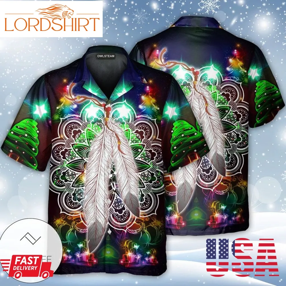 Native Feather Mandala Merry Christmas Hawaiian Shirt