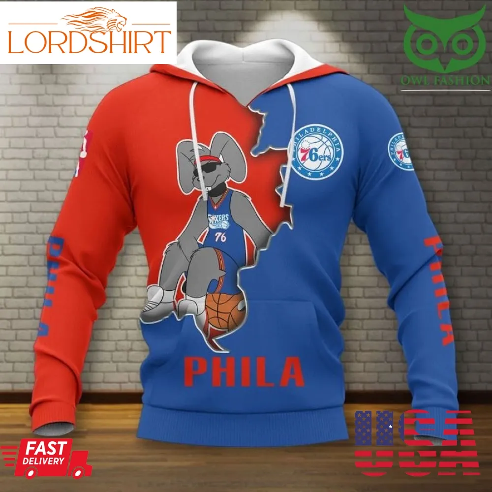 Nba Philadelphia 76Ers Franklin The Dog Team Mascot 3D Shirt