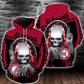 Ncaa Alabama Crimson Tide Skull Hoodie And T Shirt