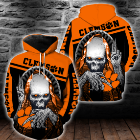 Ncaa Clemson Tigers Skull Hoodie And T Shirt