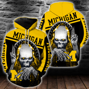 Ncaa Michigan Wolverines Skull Hoodie And T Shirt