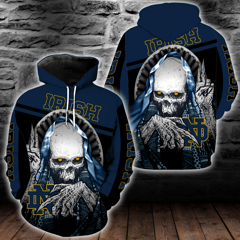 Ncaa Notre Dame Fighting Irish Skull Hoodie And T Shirt