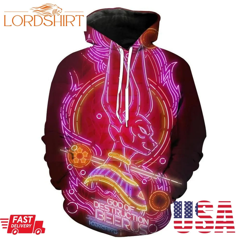 Neon Beerus Dragon Ball Super Neon Hoodie 3D