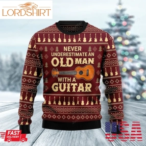 Never Underestimate An Old Man With A Guitar Christmas Wool