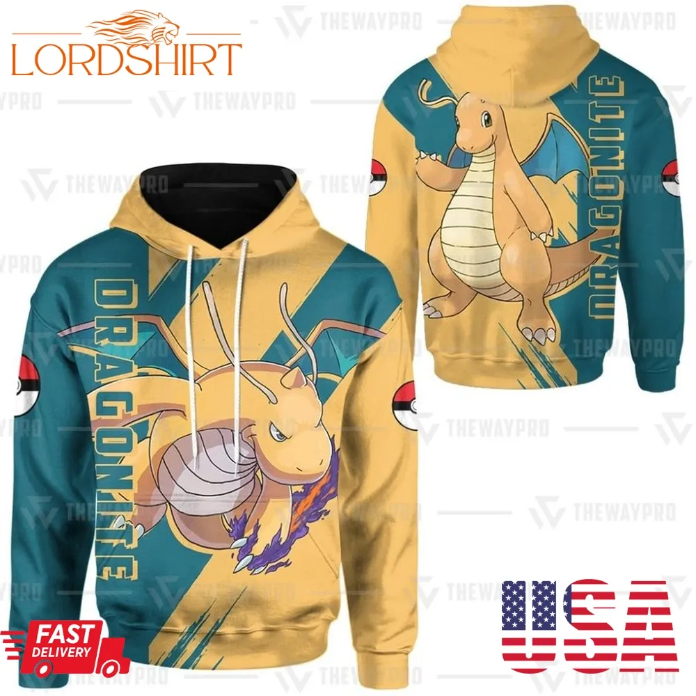 New Anime Pocket Monsters Dragonite 3D Hoodie