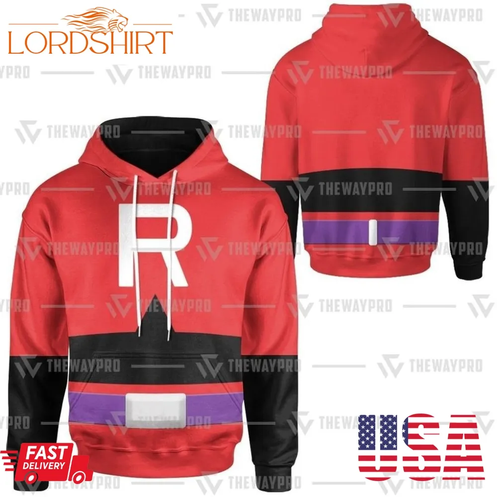 New Anime Pocket Monsters Team Rocket Christmas Red Suit 3D Hoodie