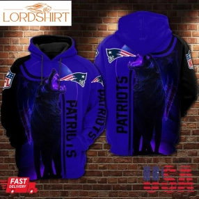 New England Patriots Nfl Football Night Wolf 3D Hoodie For Men For Women New England Patriots All Over Printed Hoodie New England Patriots 3D Full Printing Shirt