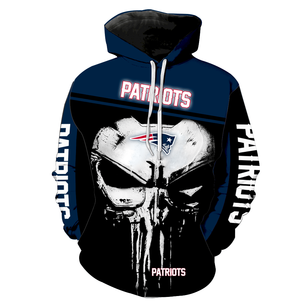 New England Patriots Punisher Skull New Full All Over Print V1440 Hoodie Zipper