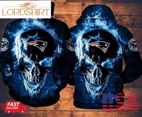 New England Patriots Skull 3D Hoodie Sweatshirt For Fans Men Women All Over Printed Hoodie