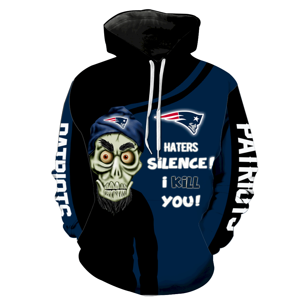 New England Patriots Skull Full All Over Print V1416 Hoodie Zipper