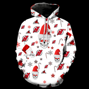 New Jersey Devils Christmas Skull New Full Over Print K1116 Hoodie Zipper