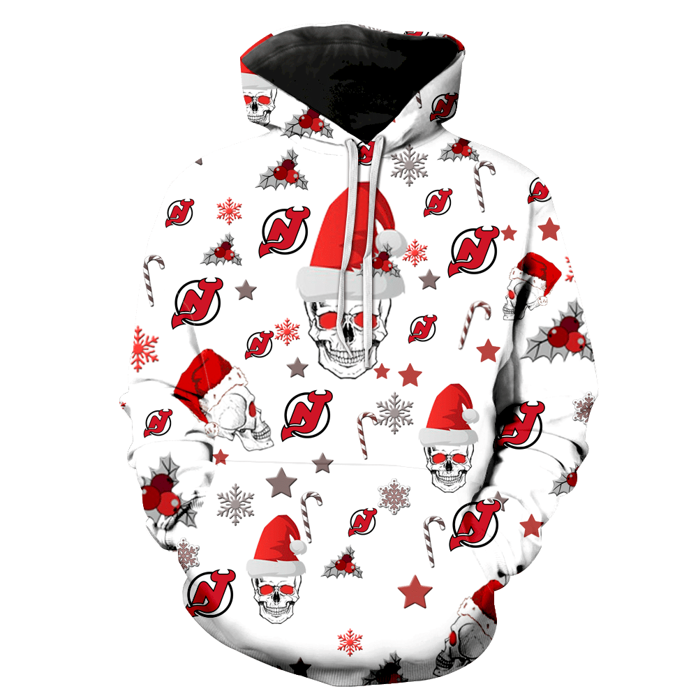 New Jersey Devils Christmas Skull New Full Over Print K1116 Hoodie Zipper