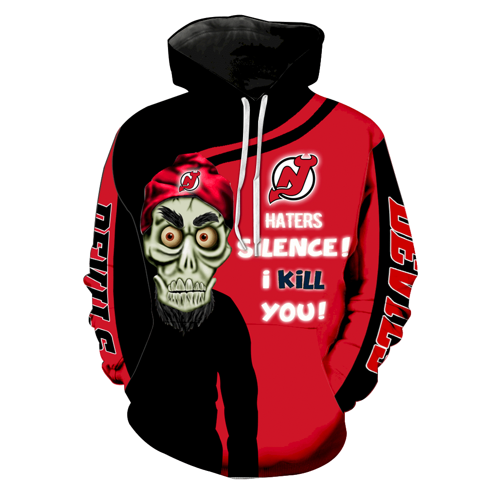 New Jersey Devils Skull Full All Over Print K1203 Hoodie Zipper