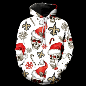 New Orleans Saints Christmas Skull New Full Over Print K1144 Hoodie Zipper