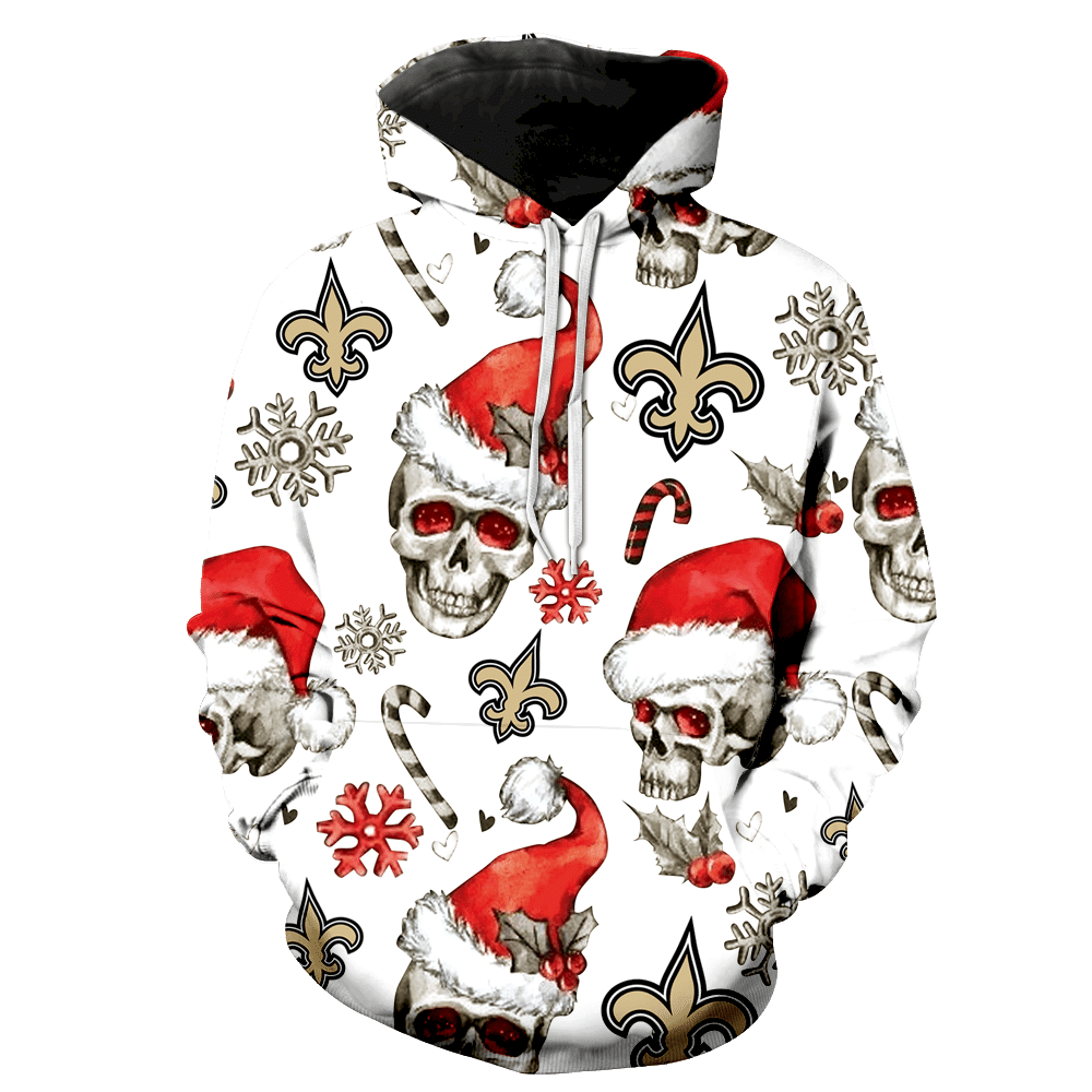 New Orleans Saints Christmas Skull New Full Over Print K1144 Hoodie Zipper