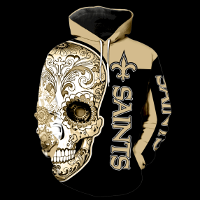 New Orleans Saints Skull Full Over Print K1036 Hoodie Zipper