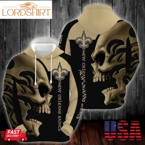 New Orleans Saints Skull Full Printed High Quality 3D Hoodie