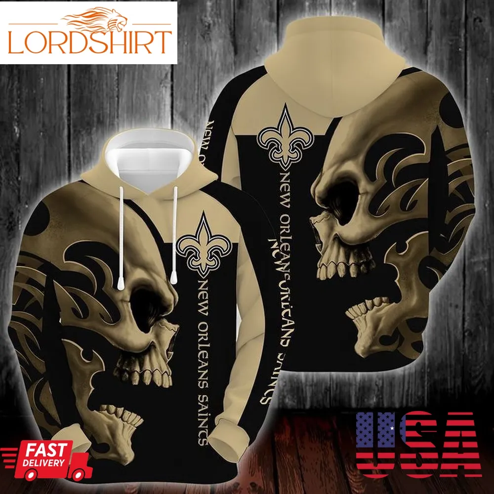 New Orleans Saints Skull Full Printed High Quality 3D Hoodie