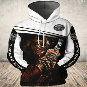 New Version Death Skull Hold Jack Daniels Whiskey And 3D Hoodie