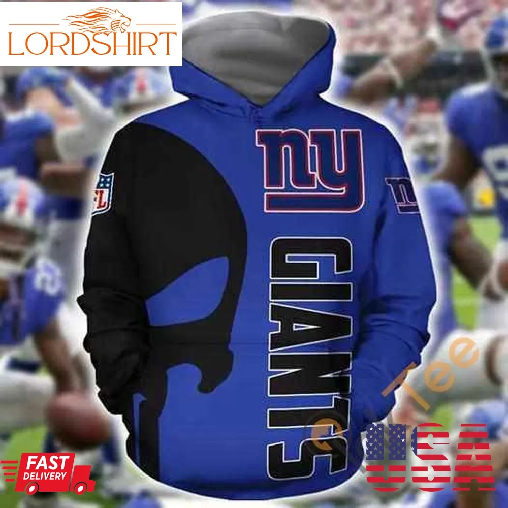 New York Giants Nfl Skull Hoodie 3D