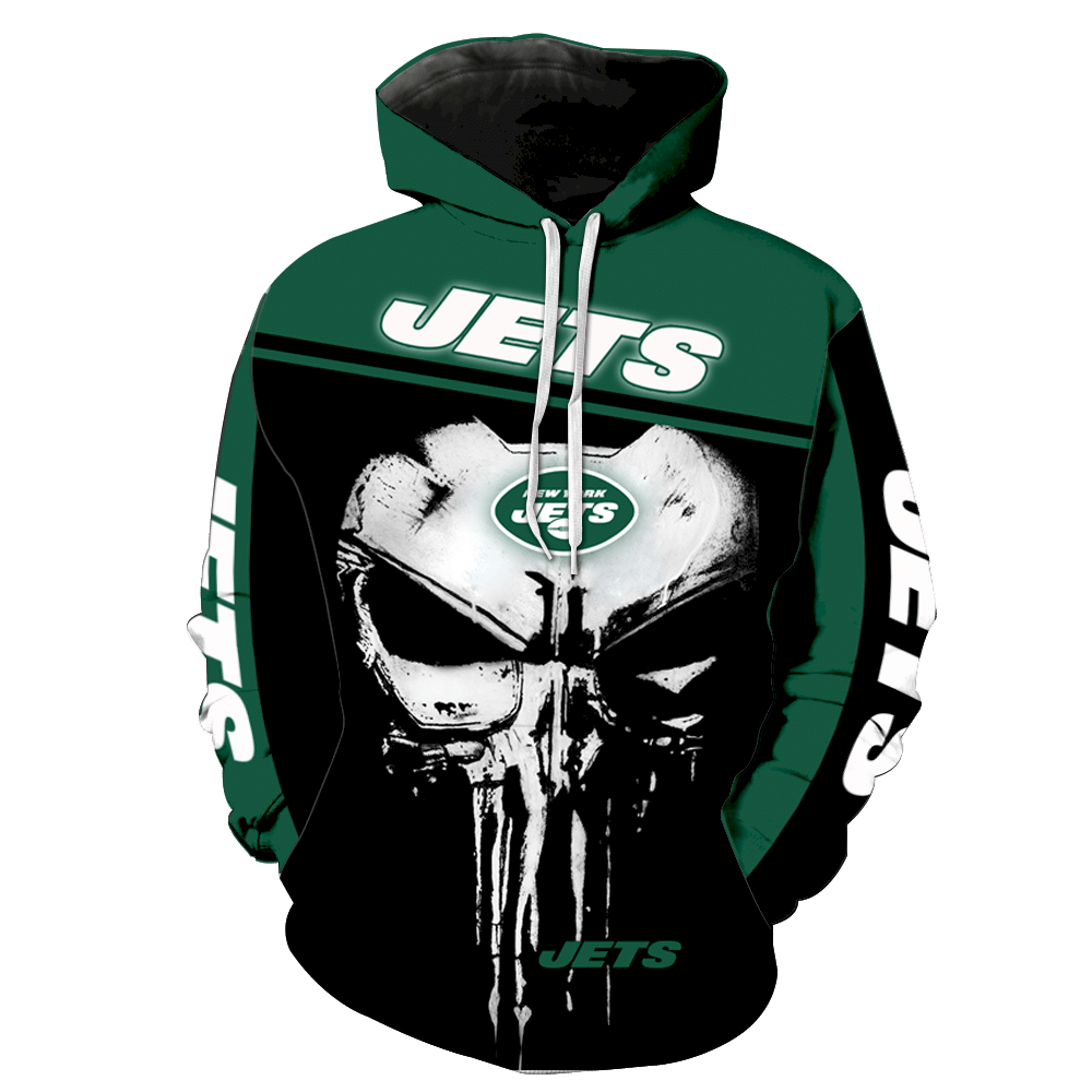 New York Jets Punisher New Skull Full All Over Print K1225 Hoodie Zipper