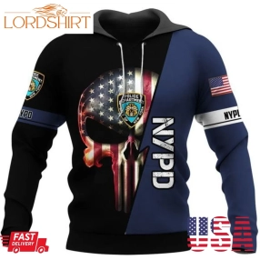 New York Police Department Skull Men And Women 3D Full Printing Hoodie Shirt New York Police Department Skull 3D Full Printing Shirt