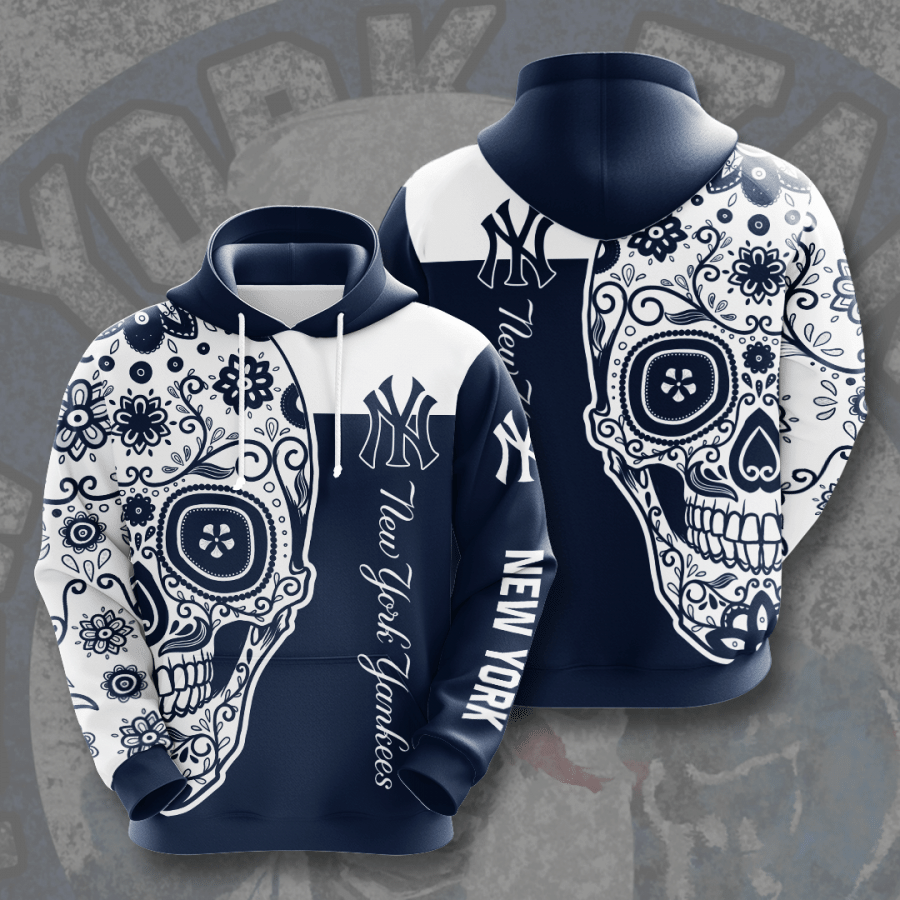 New York Yankee Sugar Skull Unisex 3D Full Printing Hoodie New York Yankees Mlb 3D Full Printing Shirt