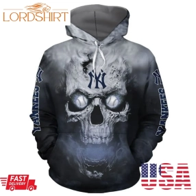 New York Yankees Skull Pullover And Zippered Hoodies Custom 3D Graphic Printed 3D Hoodie All Over Print Hoodie For Men For Women