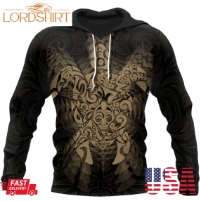 New Zealand Maori Hoodie, Wairua Tattoo Turtle Pullover Hoodie  Gold Jj150101 Pl