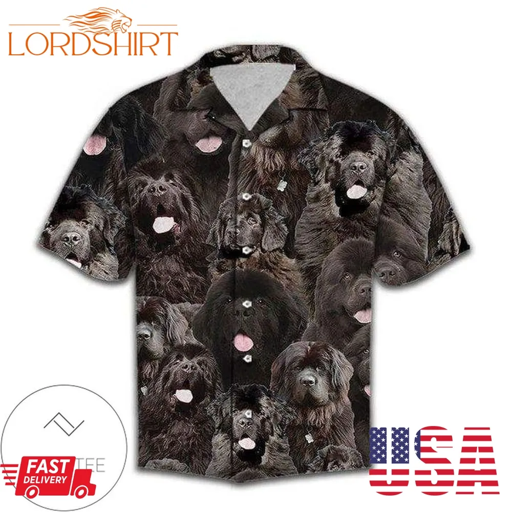 Newfoundland Dog Lover Unisex Hawaiian Aloha Shirts L