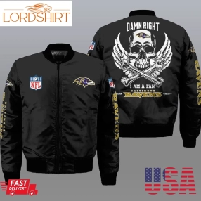 Nfl Baltimore Ravens Wings Skull 3D Bomber Jacket