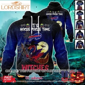 Nfl Buffalo Bills Halloween Pumpkin Flamingo It's Hocus Pocus Time Witches 3D Hoodie, Shirt