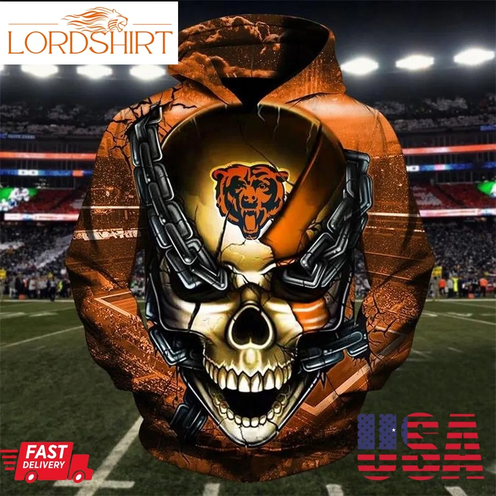 Nfl Chicago Bears Skull Men And Women 3D Full Printing Hoodie Zip Hoodie Chicago Bears 3D Full Printing Shirt Chicago Bears All Over Print 3D Hoodie Shirt