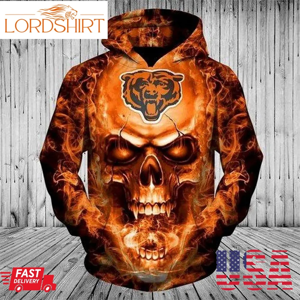 Nfl Chicago Bears Skull Men And Women 3D Full Printing Hoodie