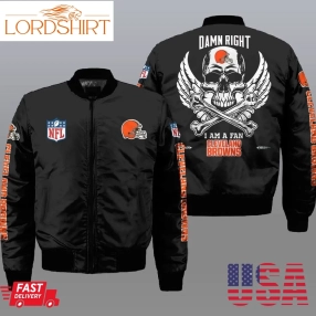 Nfl Cleveland Browns Wings Skull 3D Bomber Jacket