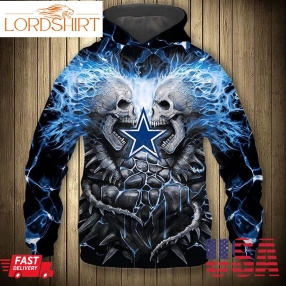 Nfl Dallas Cowboys Blue Electric Scream In Skull 3D Hoodie Sweatshirt