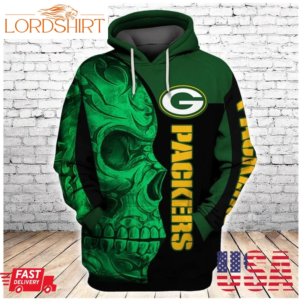 Nfl Green Bay Packers Tribal Skull Men And Women 3D Full Printing Hoodie Green Bay Packers Nfl 3D Full Printing Shirt