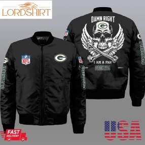 Nfl Green Bay Packers Wings Skull 3D Bomber Jacket