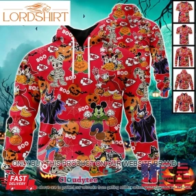 Nfl Kansas City Chiefs Halloween Pumpkin Mickey With Friends Disney Style 3D Hoodie, Shirt