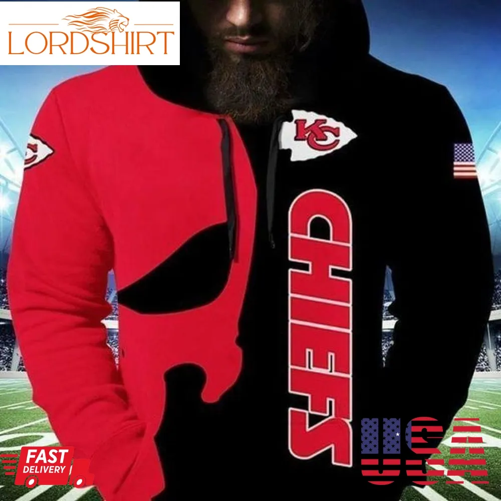 Nfl Kansas City Chiefs Punisher Skull And 3D Hoodie Sweatshirt