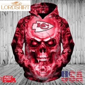 Nfl Kansas City Chiefs Skull Smoke Unisex 3D Hoodie Sweatshirt