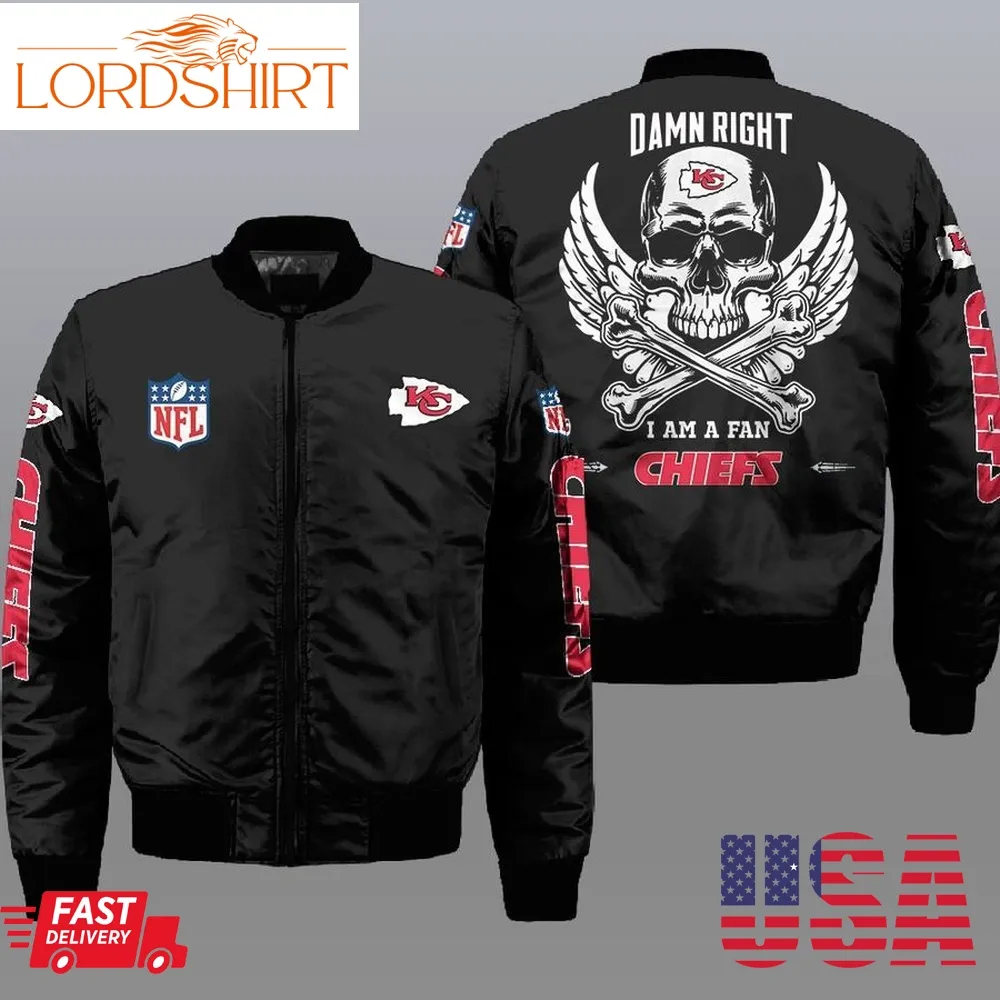 Nfl Kansas City Chiefs Wings Skull 3D Bomber Jacket