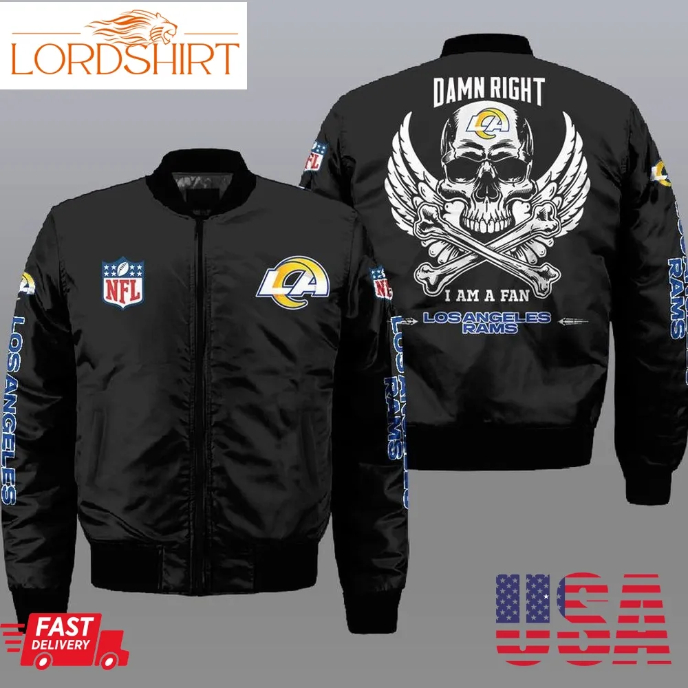 Nfl Los Angeles Rams Wings Skull 3D Bomber Jacket